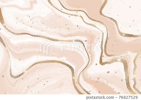 Abstract blush liquid marble or watercolor background with glitter foil textured stripes. Pastel marbled alcohol ink drawing effect. Vector illustration design template for wedding invitation 76827529