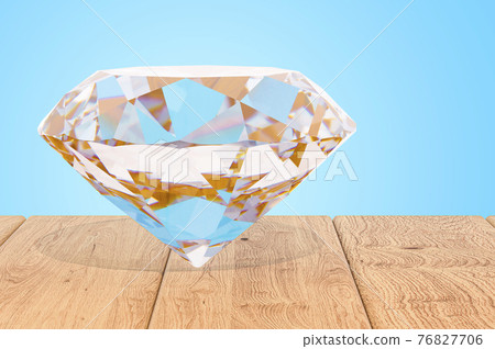 Diamond on the wooden planks, 3D rendering Diamond on the wooden planks, 3D rendering 76827706