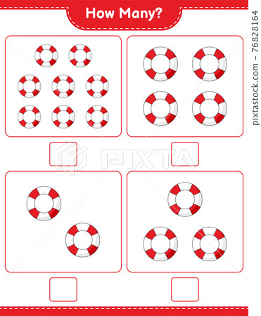 Counting game, how many Lifebuoy. Educational children game, printable worksheet, vector illustration Counting game, how many Lifebuoy. Educational children game, printable worksheet, vector illustration 76828164