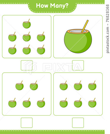 Counting game, how many Coconut. Educational... - Stock Illustration ...
