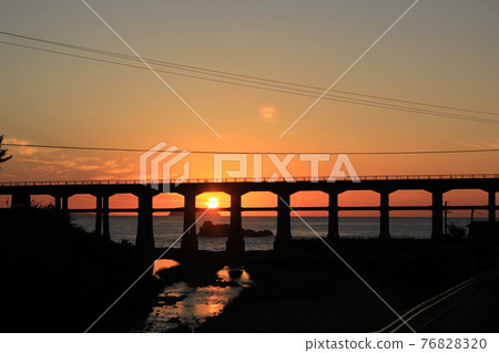 Yamaguchi Prefecture Sogo Iron Bridge and Sunset 76828320