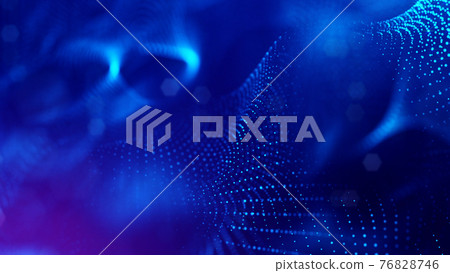 3d rendering background of microworld or sci-fi theme with glowing particles form curved lines, 3d surfaces, grid structures with depth of field, bokeh. Deep blue wave forms 3d rendering background of microworld or sci-fi theme with glowing particles form curved lines, 3d surfaces, grid structures with depth of field, bokeh. Deep blue wave forms 76828746