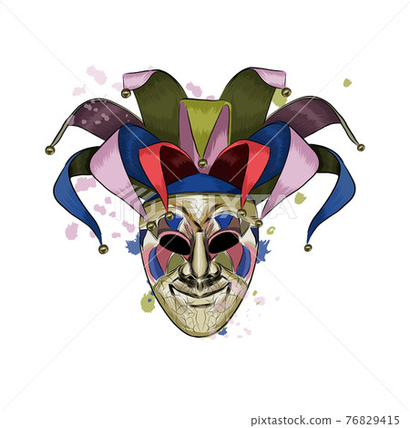 Carnival venetian mask from a splash of watercolor, colored drawing, realistic Carnival venetian mask from a splash of watercolor, colored drawing, realistic 76829415