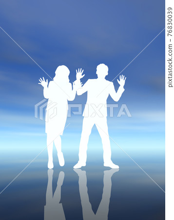 Surprised female man silhouette white CG illustration vertical Surprised female man silhouette white CG illustration vertical 76830039