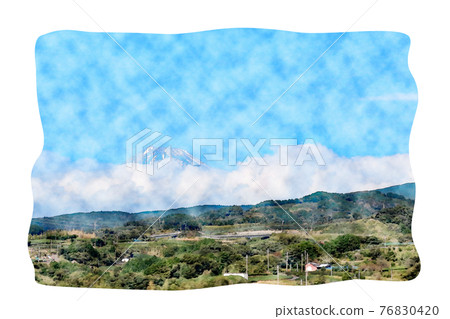 "Mt. Fuji" watercolor style picture letter seen from the Shinkansen Nozomi "Mt. Fuji" watercolor style picture letter seen from the Shinkansen Nozomi 76830420