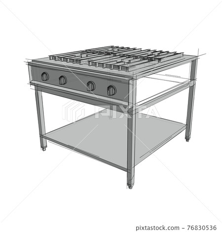 Technical drawing of a restaurant cooker in an architectural style Technical drawing of a restaurant cooker in an architectural style 76830536