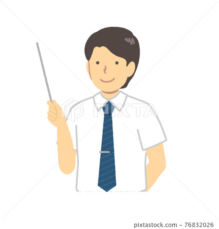 在接待處工作的男性：拿著指針 76832026