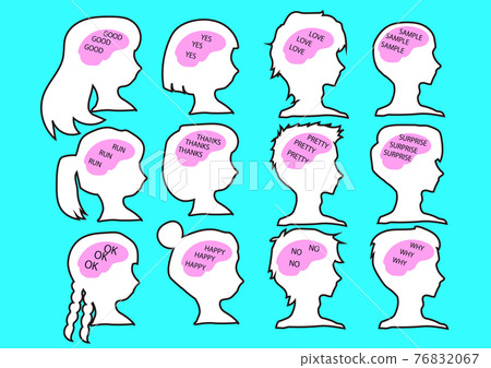 Thinking frame Right sideways person frame set 76832067