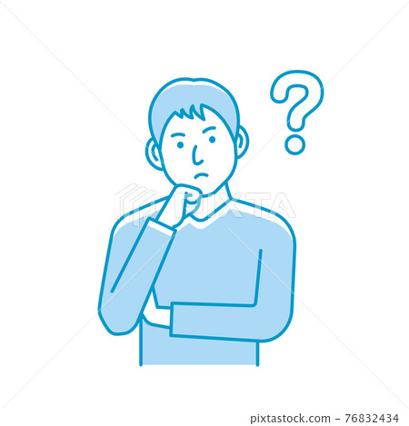 Young man upper body vector illustration / question / question / troubled Young man upper body vector illustration / question / question / troubled 76832434