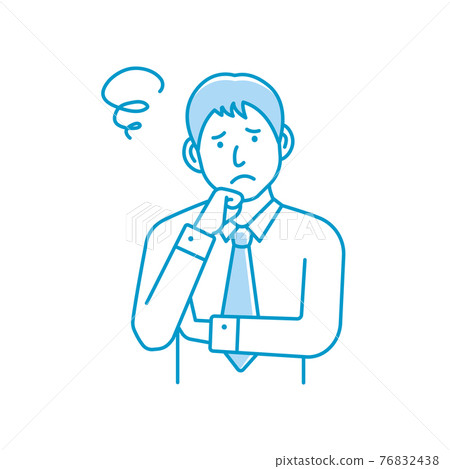 Young male office worker upper body vector illustration / worried / troubled 76832438