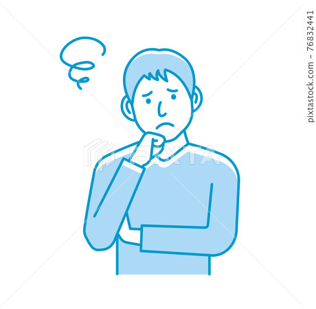 年輕人上半身矢量圖/擔心/困擾 76832441