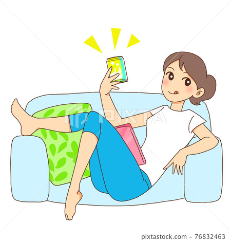 Woman drinking at home 76832463