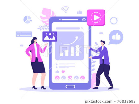 Social Media Marketing Illustration For Advertising Online Service Platform, Online Course, Analytic, Ad Management Software, Website 76832692