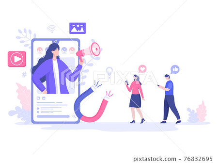 Social Media Marketing Illustration For Advertising Online Service Platform, Online Course, Analytic, Ad Management Software, Website 76832695
