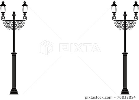 復古路燈的單色插圖 76832854