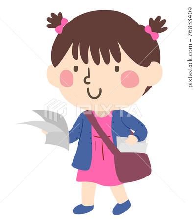 Kid Girl Class Messenger Illustration Kid Girl Class Messenger Illustration 76833409