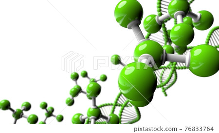 3D illustration of green molecule / DNA structure 3D illustration of green molecule / DNA structure 76833764