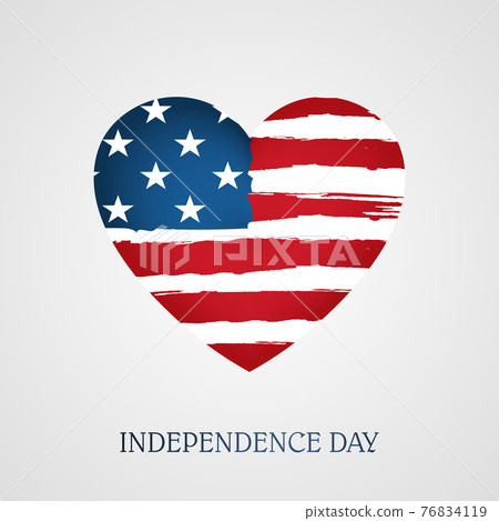 Heart sign with the outlines of the flag of America, a festive design element Heart sign with the outlines of the flag of America, a festive design element 76834119