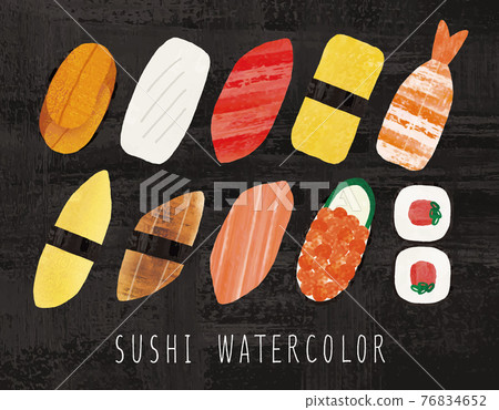 Nigiri sushi watercolor painting Nigiri sushi watercolor painting 76834652