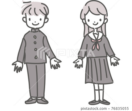 Illustration of boys and girls in junior high school uniforms 76835055