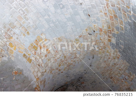 Ceiling vault lined with bricks in a medieval fortress. Ceiling vault lined with bricks in a medieval fortress. 76835215