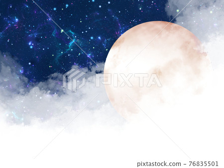 Mysterious red moon and starry sky over the clouds Mysterious red moon and starry sky over the clouds 76835501