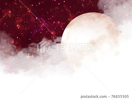神秘的紅月和雲上的星空 76835505