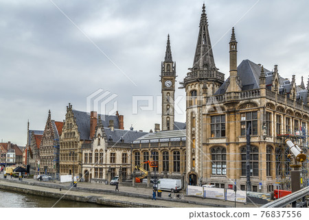 Lys river embankment (Graslei), Ghent, Belgium 76837556