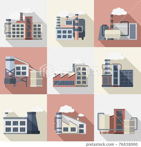 Industrial Buildings Set - Stock Illustration [76838000] - PIXTA