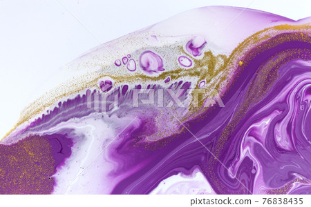 Marble purple acrylic texture with ink sell and gold layers. Agate ripple background. Marble purple acrylic texture with ink sell and gold layers. Agate ripple background. 76838435