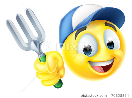 Gardener Emoticon Cartoon Face 76838824