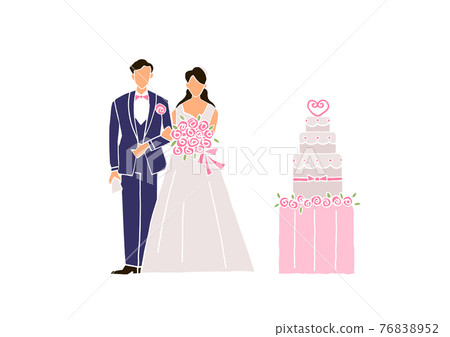 Wedding cake with bride and groom Wedding cake with bride and groom 76838952