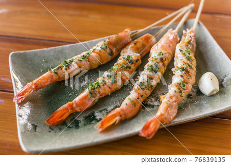 Grilled shrimp "Yakitori"/Yakitori are grilled shrimp skewers 76839135