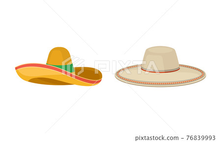 Various Headdress with Sombrero and Wide Brimmed Hat Vector Set Various Headdress with Sombrero and Wide Brimmed Hat Vector Set 76839993