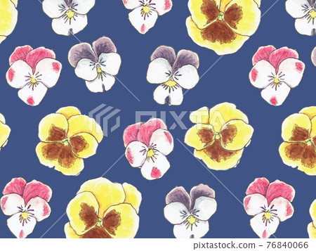 Watercolor style pansy viola pattern background 76840066