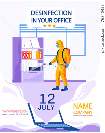 Disinfection in your office concept poster. Website for company providing disinfecting services Disinfection in your office concept poster. Website for company providing disinfecting services 76840438