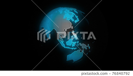 Global Communication Concept, The Earth Rotating With Node And Line connection. Futuristic And Technology Concepts. The Blue Marble. Earth Rotating Animation Social Future Technology Abstract. 76840792
