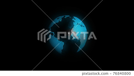 Global Communication Concept, The Earth Rotating With Node And Line connection. Futuristic And Technology Concepts. The Blue Marble. Earth Rotating Animation Social Future Technology Abstract. 76840800