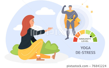 Healthy lifestyle and outdoor sports. Exercise for stress relief and yoga for high level of immunity Healthy lifestyle and outdoor sports. Exercise for stress relief and yoga for high level of immunity 76841224