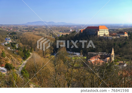Beautiful old castle with a landscape in the background. Dolni kounice - South Moravia - Czech Republic 76841598