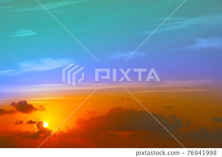 reflection sunset on the evening light pastel cloud on the sky 76841998