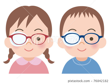 一個帶眼罩的孩子的插圖 76842182