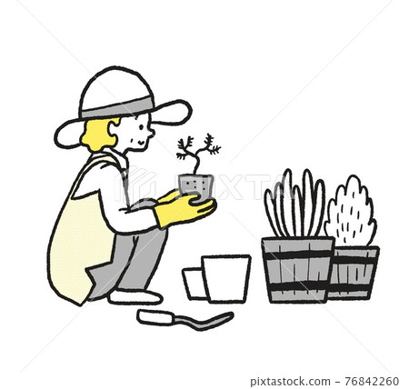 一個女人做園藝的插圖 一個女人做園藝的插圖 76842260