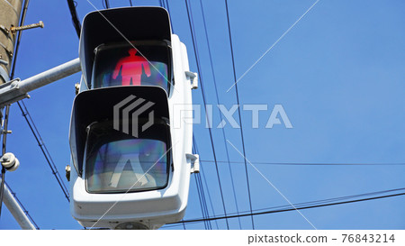 Scenery with a traffic light <03> (Red traffic light for pedestrians) Scenery with a traffic light <03> (Red traffic light for pedestrians) 76843214