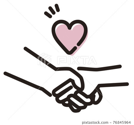 Simple illustration: Adults and children shaking hands 76845964