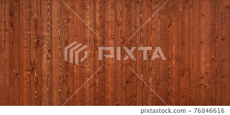 Background image of a horizontally long reddish-brown board wall with wood grain 76846616