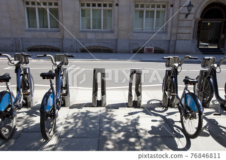 Public Rental Bicycles in a Line, London, UK Public Rental Bicycles in a Line, London, UK 76846811