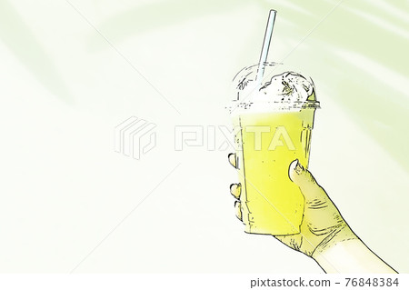 Hand with yellow float, pale tone [illustration style] 76848384
