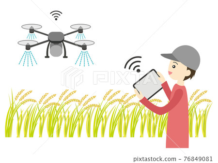 A farmer who operates a smart farming drone A farmer who operates a smart farming drone 76849081
