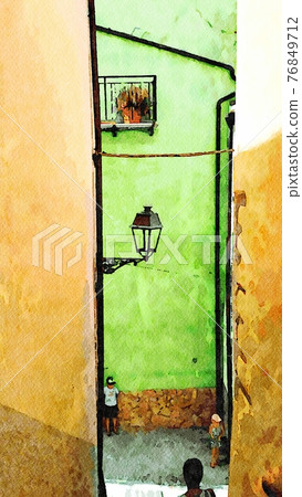 A glimpse of the traditional colorful buildings in a small town near the sea 76849712